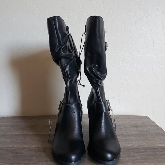 Style & Co Sachi Block Heel Mid-Shaft Slouchy Boots Faux Black 8.5 Wide Calf NEW - Picture 3 of 11